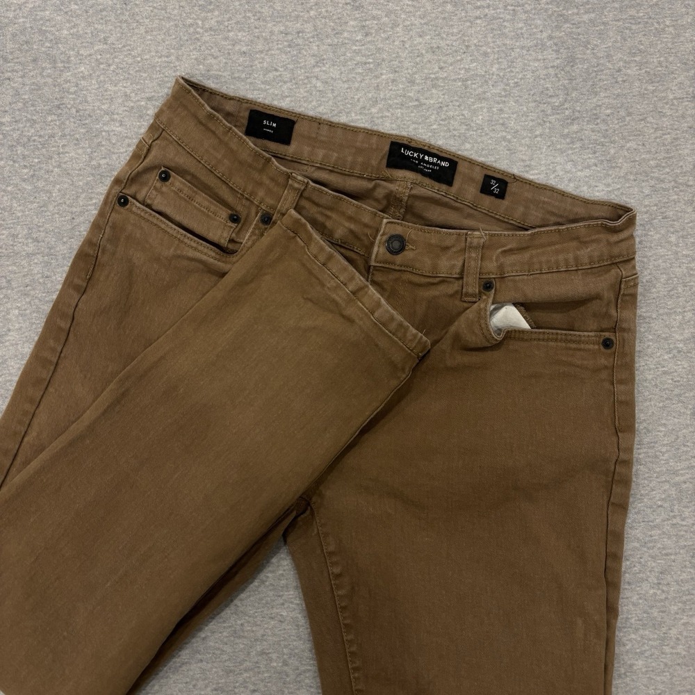 Lucky Brand Slim Straight Jeans Men's Size 32x32 (Fits 32x29) Brown/Khaki Denim